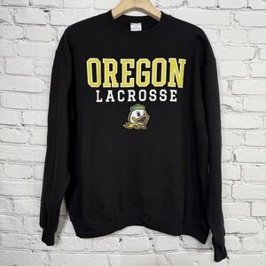 Champion Oregon Ducks Lacrosse Sweatshirt‎ XL Heavyweight Black Crewneck